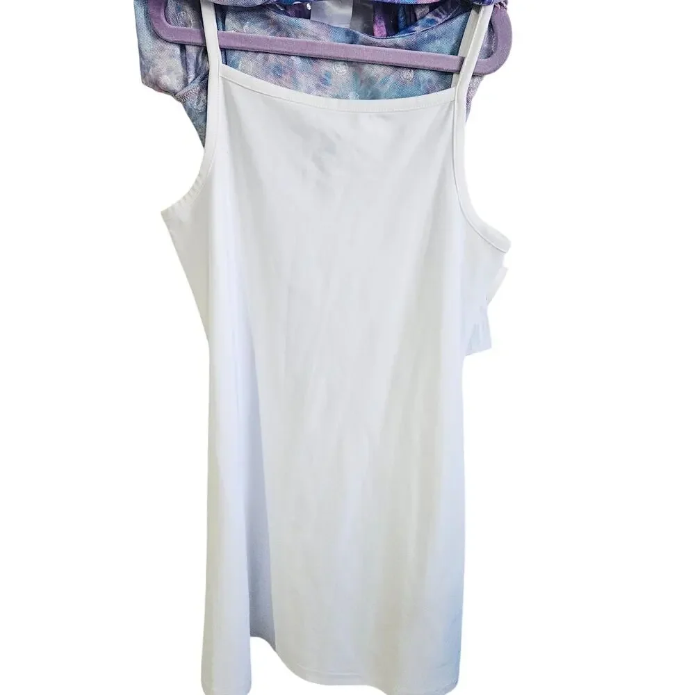 Disney Ily Girls Size 9/10 Layered Tee Shirt Dress Blue Purple Tie Dye Polka Dot